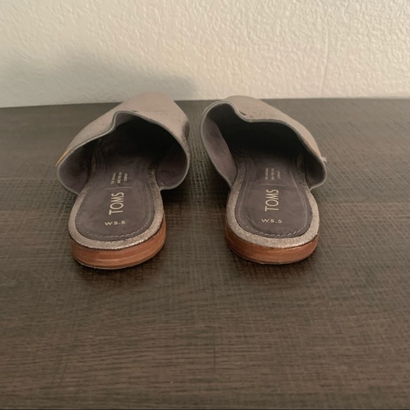 Toms metallic pewter Jutti mules slip-on size 5.5 - Picture 3 of 9